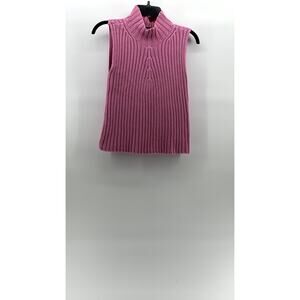 WORLD REPUBLIC CLOTHING CO. Women's Pink Rib Knit Mock-Neck Sleeveless Top SZ M